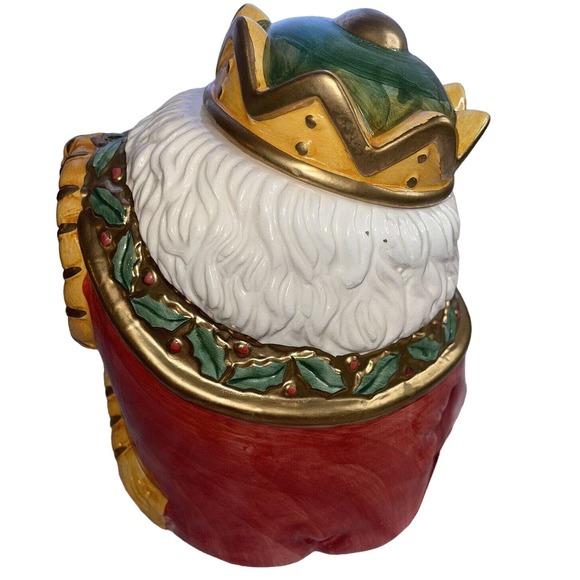 Ceramic Cookie Jar By Gibson Housewares Festive King Santa with Presents & Toys - Picture 3 of 9